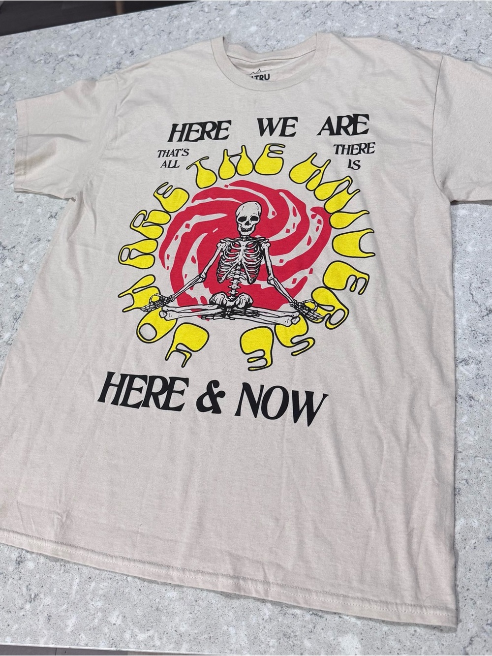 Altru Neutral 'Here & Now' Graphic Tee with Red & Yellow Print